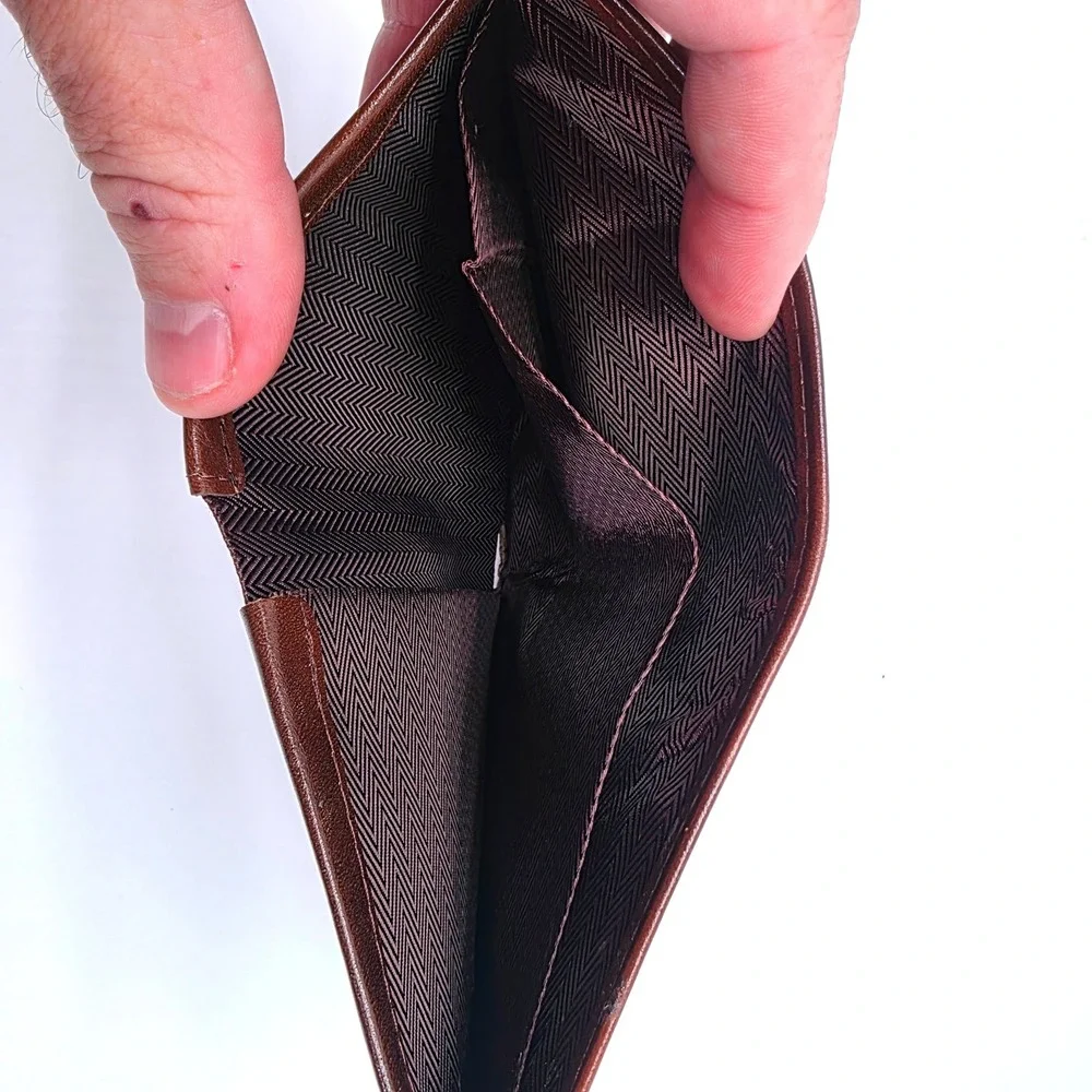 Rolfs Mens Brown Cowhide Leather Bifold Wallet Slim Credit Card Billfold Vintage